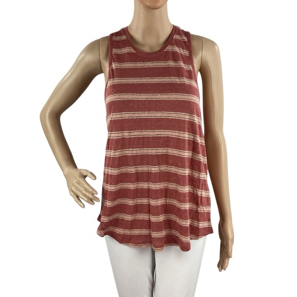 Joie Rayson Tropic Red Linen Stripe Sleeveless Tank Top Size Small - Picture 1 of 7
